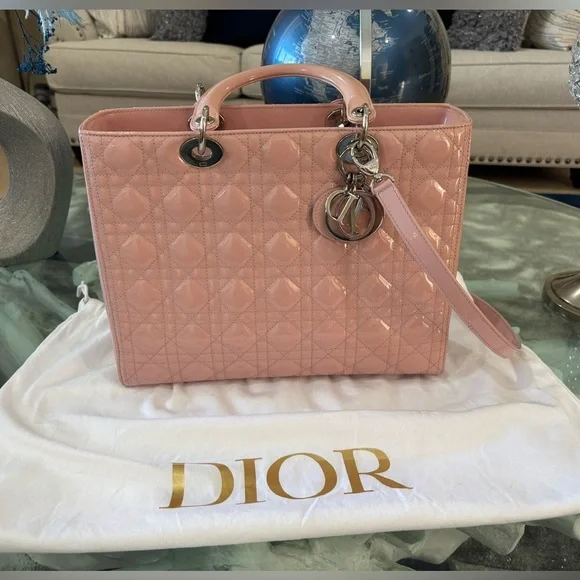 Authentic Christian Dior Lady Dior Large Top Handle Bag
 in Pink Retails at$6500 - Picture 3 of 15
